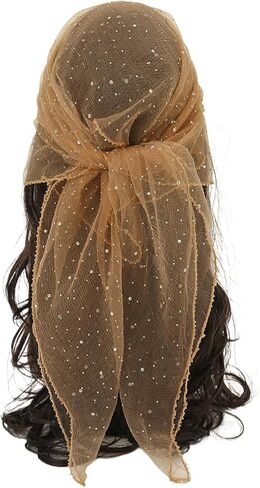 Head Scarf for Women 31.5 Inches Solid Hair Scarf Sparkle Glitters Hair Bandana Sequins Hair Wraps Scarf in Kuwait