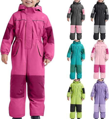 Kids One Piece Snow Suit Boys Girls Waterproof Windproof Snowsuit Toddler Ski Suits Winter Outdoor Overalls Snowboarding in Kuwait