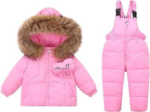 Snow Suit for Kids Thermal Thicken Waterproof Skibib Pants and Jackets Windproof Winter Snowsuit for Boys Girls 1-6Y in Kuwait