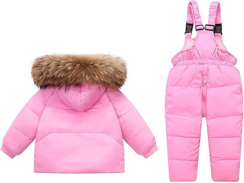 Snow Suit for Kids Thermal Thicken Waterproof Skibib Pants and Jackets Windproof Winter Snowsuit for Boys Girls 1-6Y in Kuwait