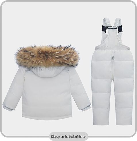 Toddler Kids Snowsuit 2 Piece Set - Waterproof Ski Jacket with Hood and Bib Overalls Boys Girls Warm Winter Ski Suit 1-6Y in Kuwait