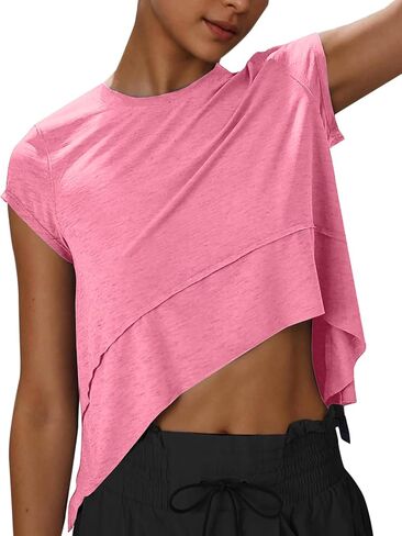 Kumufenc Womens Workout Cropped Tops Lightweight Athletic Yoga Shirts Cap Sleeve Casual Outfits in Saudi Arabia