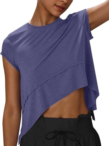 Kumufenc Womens Workout Cropped Tops Lightweight Athletic Yoga Shirts Cap Sleeve Casual Outfits in Saudi Arabia