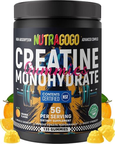 NSF Certified Creatine Gummy - Creatine Monohydrate Gummies for Men & Women-5g of Creatine Monohydrate per Serving - Sugar Free,Vegan, Strawberry Electrolyte Chews, 135 Count in Saudi Arabia