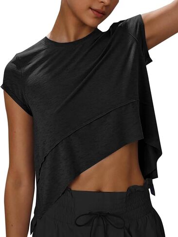 Kumufenc Womens Workout Cropped Tops Lightweight Athletic Yoga Shirts Cap Sleeve Casual Outfits in Saudi Arabia