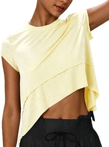 Kumufenc Womens Workout Cropped Tops Lightweight Athletic Yoga Shirts Cap Sleeve Casual Outfits in Saudi Arabia