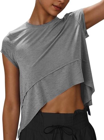 Kumufenc Womens Workout Cropped Tops Lightweight Athletic Yoga Shirts Cap Sleeve Casual Outfits in Saudi Arabia
