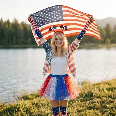 DANGCOS 4th of July Tutu Set Patriotic Costume Accessories for Independence Day, Halloween, and Cosplay Parties in Saudi Arabia