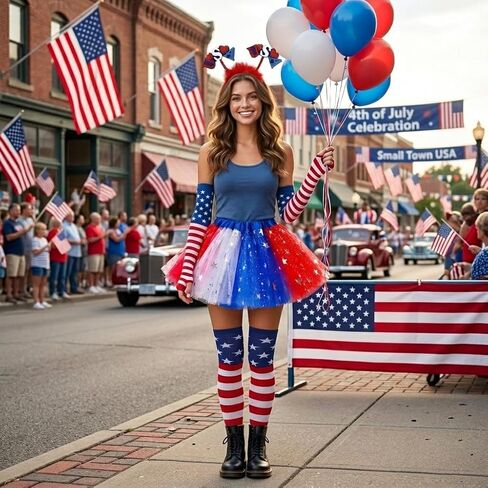 DANGCOS 4th of July Tutu Set Patriotic Costume Accessories for Independence Day, Halloween, and Cosplay Parties in Saudi Arabia