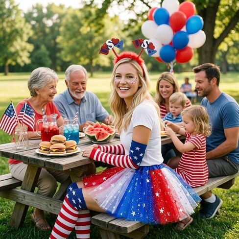 DANGCOS 4th of July Tutu Set Patriotic Costume Accessories for Independence Day, Halloween, and Cosplay Parties in Saudi Arabia