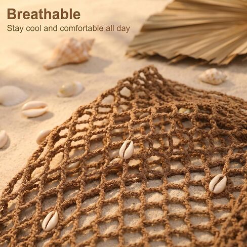 4PCS Mermaid Costume Accessories for Women, Shell Crochet Fishnet Cover Up Skirt, Starfish Hair Clips, Seashell Necklace in Saudi Arabia