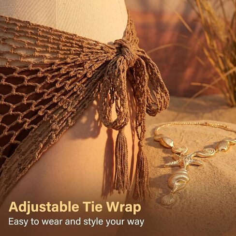 4PCS Mermaid Costume Accessories for Women, Shell Crochet Fishnet Cover Up Skirt, Starfish Hair Clips, Seashell Necklace in Saudi Arabia