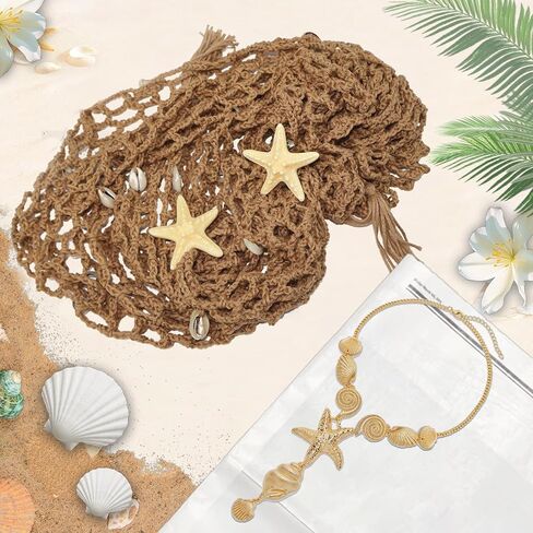 4PCS Mermaid Costume Accessories for Women, Shell Crochet Fishnet Cover Up Skirt, Starfish Hair Clips, Seashell Necklace in Saudi Arabia