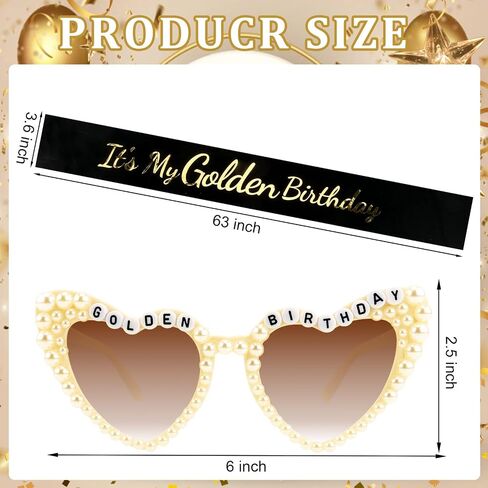 CUBACO Gold Birthday Decorations for Women, It's My Golden Birthday Sash and Sunglasses Golden Girls Outfits for Women Girl Party Hair Accessories Gifts in Saudi Arabia