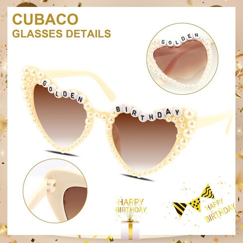 CUBACO Gold Birthday Decorations for Women, It's My Golden Birthday Sash and Sunglasses Golden Girls Outfits for Women Girl Party Hair Accessories Gifts in Saudi Arabia