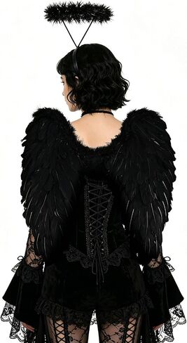 Adult Angel Wings and Halo Set, Real Feather Angel Costume, Adjustable Straps for Angel Wings Costume, Alas de Angel in Saudi Arabia