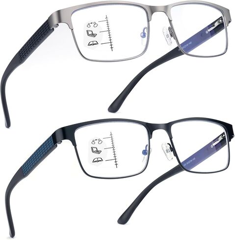 SKYOAK Premium 2 PACK Durable Progressive Multifocus Reading Glasses Men Blue Light Blocking Computer Reader in Kuwait