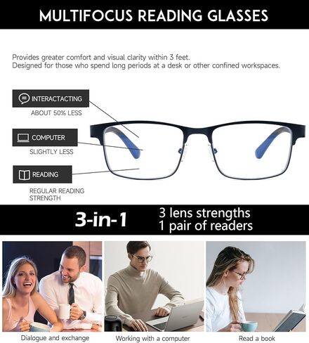 SKYOAK Premium 2 PACK Durable Progressive Multifocus Reading Glasses Men Blue Light Blocking Computer Reader in Kuwait