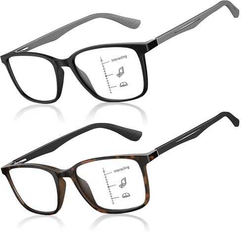 SKYOAK Premium 2 PACK Durable Progressive Multifocus Reading Glasses Men Blue Light Blocking Computer Reader in Kuwait