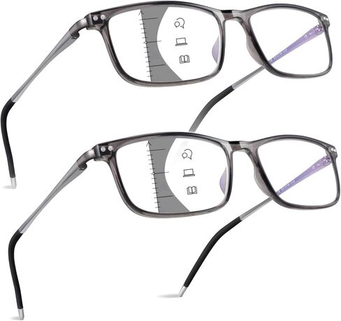 SKYOAK Premium 2 PACK Durable Progressive Multifocus Reading Glasses Men Blue Light Blocking Computer Reader in Kuwait