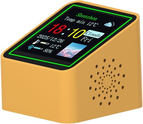 Smart Weather Clock Digital Alarm Clock with WiFi Auto Time Sync Temperature Humidity Display for Bedroom Living Room Office (Orange) in Saudi Arabia