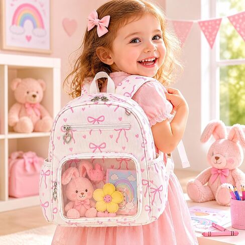 LEDAOU Toddler Backpack for Girls Boys 2-4, Cute 12" Preschool Kindergarten Kids Backpack Small Diaper Bag Daycare Bags School Travel with Clear Pocket in Kuwait