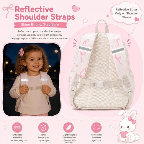 LEDAOU Toddler Backpack for Girls Boys 2-4, Cute 12" Preschool Kindergarten Kids Backpack Small Diaper Bag Daycare Bags School Travel with Clear Pocket in Kuwait