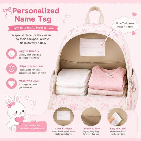 LEDAOU Toddler Backpack for Girls Boys 2-4, Cute 12" Preschool Kindergarten Kids Backpack Small Diaper Bag Daycare Bags School Travel with Clear Pocket in Kuwait