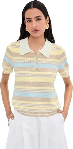 LE BOP Women's Striped Boucle Polo in Kuwait