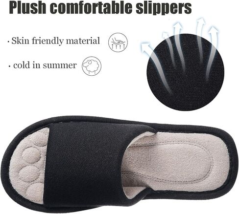 Dokela Mens Open Toe House Slippers Breathable Slip-on Indoor Slippers with Memory Foam Soft Machine Washable Bedroom Home Shoes in Saudi Arabia