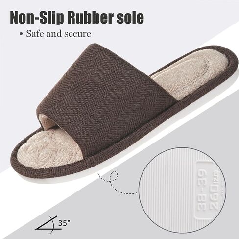 Dokela Mens Open Toe House Slippers Breathable Slip-on Indoor Slippers with Memory Foam Soft Machine Washable Bedroom Home Shoes in Saudi Arabia