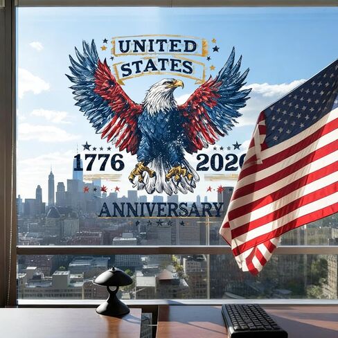 250th Anniversary Window Cling Independence Day Window Stickers Fourth of July Patriotism Decor with Pentagram Design Static Window Clings for Holiday Store Home Glass Door Decorative Supplies 1 Pcs in Saudi Arabia