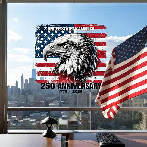 250th Anniversary Window Cling Independence Day Window Stickers Fourth of July Patriotism Decor with Pentagram Design Static Window Clings for Holiday Store Home Glass Door Decorative Supplies 1 Pcs in Saudi Arabia