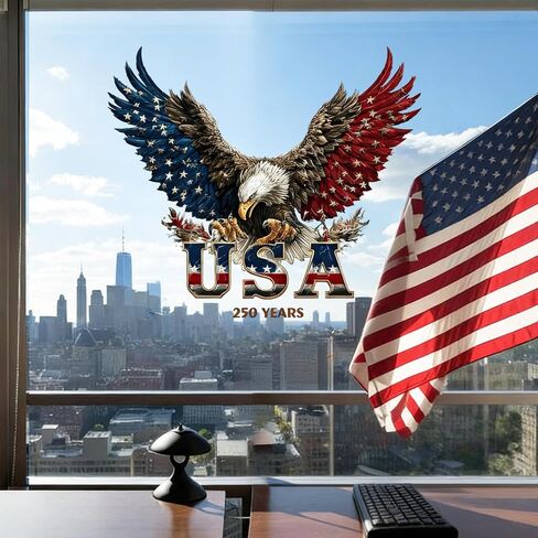 250th Anniversary Window Cling Independence Day Window Stickers Fourth of July Patriotism Decor with Pentagram Design Static Window Clings for Holiday Store Home Glass Door Decorative Supplies 1 Pcs in Saudi Arabia
