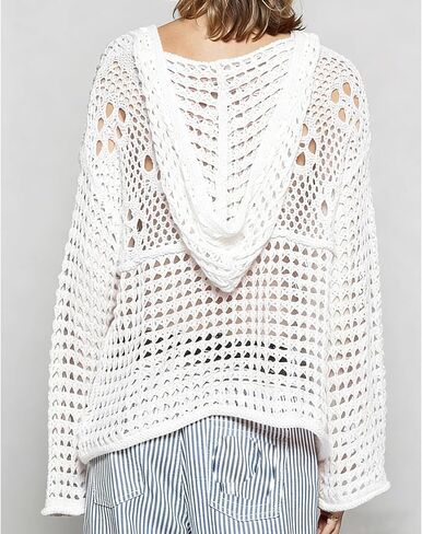 Womens American Flag Open Knit Crochet Sweater Tops Long Sleeve V-Neck Hollow Out Hoodies Summer Beach Cover Ups in Saudi Arabia