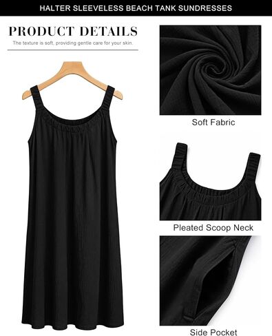 MISFAY Womens Summer Dresses Casual Loose Halter Sleeveless Beach Tank Sundresses Swimsuit Cover up with Pockets in Saudi Arabia