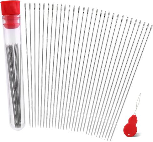 24 Pcs Beading Needles Set Big Eye Collapsible Beading Needles with Storage Tube for Bracelets and Jewelry Making in Kuwait