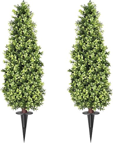 LeafVerse 27" Boxwood Topiary Trees Artificial – UV Resistant Fake Plant Balls Greenery Bushes with Spike, Perfect for Front Porch, Garden & Indoor Home Décor,2 Pack in Kuwait