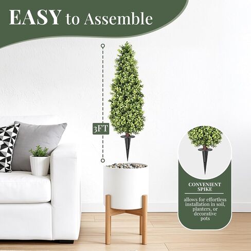 LeafVerse 27" Boxwood Topiary Trees Artificial – UV Resistant Fake Plant Balls Greenery Bushes with Spike, Perfect for Front Porch, Garden & Indoor Home Décor,2 Pack in Kuwait