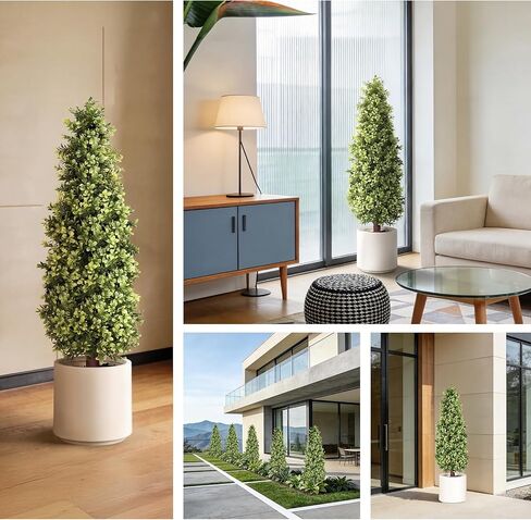 LeafVerse 27" Boxwood Topiary Trees Artificial – UV Resistant Fake Plant Balls Greenery Bushes with Spike, Perfect for Front Porch, Garden & Indoor Home Décor,2 Pack in Kuwait