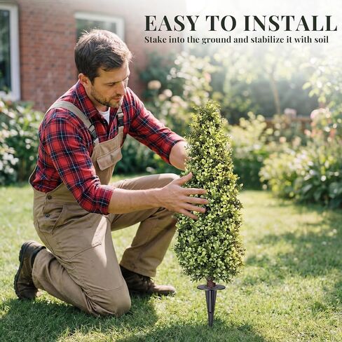 LeafVerse 27" Boxwood Topiary Trees Artificial – UV Resistant Fake Plant Balls Greenery Bushes with Spike, Perfect for Front Porch, Garden & Indoor Home Décor,2 Pack in Kuwait