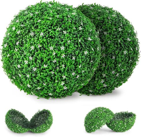 DREAMADE 19 Inch Topiary Ball, 2 pcs Sun Protective Faux Boxwood Greenery Balls for Hanging, Artificial Topiary for Outdoors, Indoor, Porch, Balcony, Wedding, Home Decoration in Saudi Arabia
