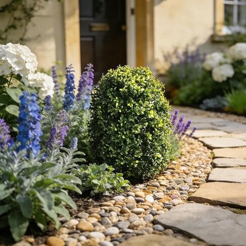 Artificial Topiary Trees, Set of 2 Faux Boxwood Topiary Ball Tree | UV Resistant, Indoor Outdoor, Front Porch Decor, Garden Yard & Balcony in Saudi Arabia