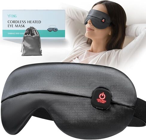 YFONG Cordless Heated Eye Mask for Dry Eyes, Warm Eye Compress for Stye, Blepharitis, Chalazion, MGD, Washable Eye Heating Pad for Relief, Improved Sleep, Perfect Light Blocking (Blue) in Saudi Arabia