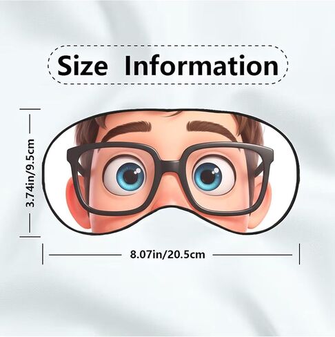 Cartoon Big Eyes Satin Sleep Mask with Brown Hair & Black Glasses, Soft Travel Eye Blindfold for Naps, Novelty Gag Gift for Men Women, Brown Hair & Black Glasses in Saudi Arabia