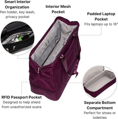 Modern Weekender - Lightweight 18"x15.7"x9.4" Duffel Carry-on Travel Bag for Women in Kuwait