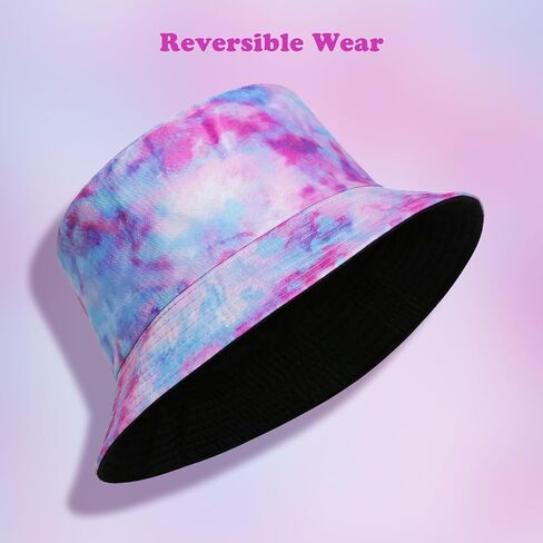 Fumwase Fashion Bucket-Hat Tie Dye Fishing-Hats Summer Beach Packable Cap Party Accessories Hat for Men Women in Kuwait