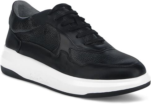 FRANCO CUADRA Men Black Deer Leather Sneakers in Saudi Arabia
