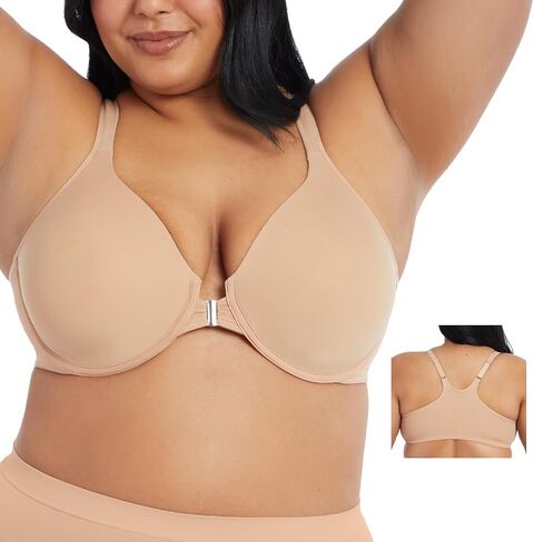 LEADING LADY, Adela Racerback, Front-Closure Underwire T-Shirt Bra, Lightly Padded Cups, Adjustable Straps, 36A-48DDD in Kuwait