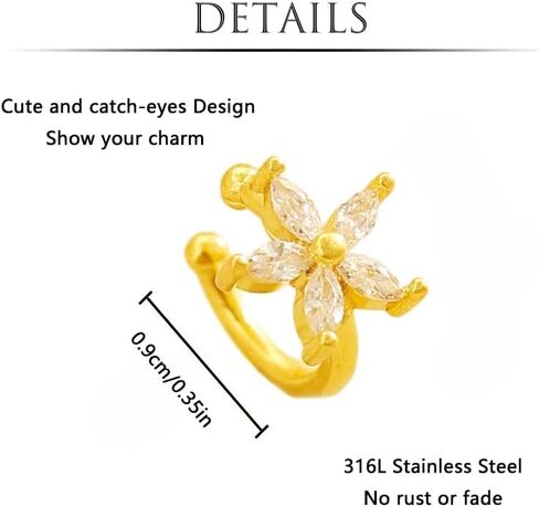 Zolure 3Pcs Ear Cuffs for Women Non Piercing Gold Flower Cuffs Earrings with Cubic Zirconia - Dainty Cartilage Earring Jewelry in Saudi Arabia